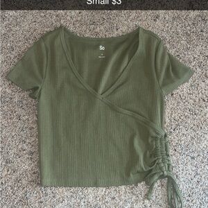 SO Women's Green Wrap Crop Top